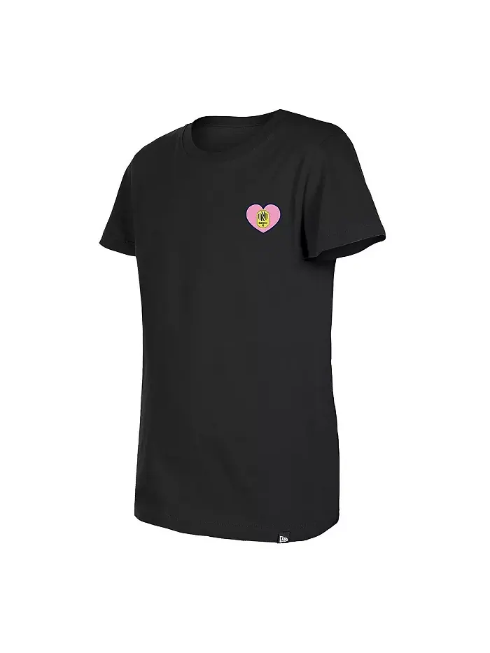 Футболка с принтом "Bubble Heart" Nashville SC для девочек постарше, черная New Era — изображение 2 из 4