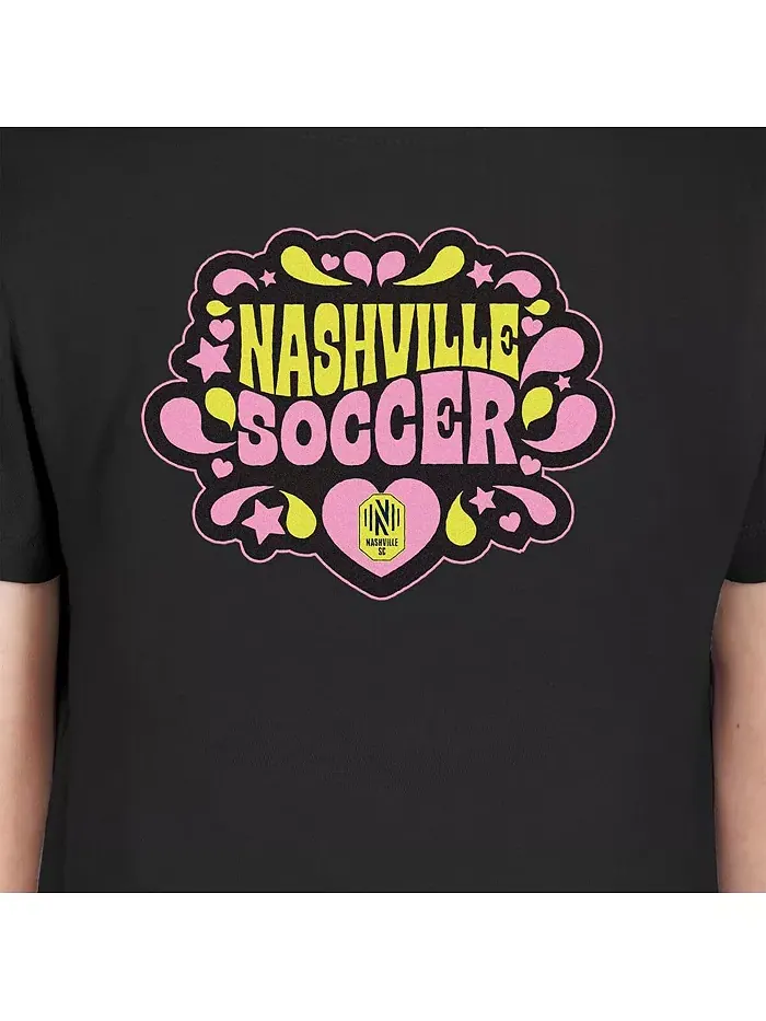 Футболка с принтом "Bubble Heart" Nashville SC для девочек постарше, черная New Era — изображение 4 из 4