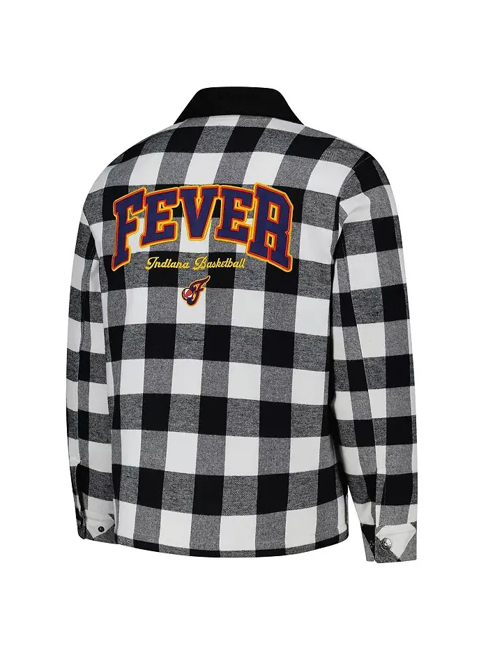 Мужская и женская фланелевая шапка-куртка с молнией Indiana Fever в черно-белом цвете The Wild — изображение 2 из 3