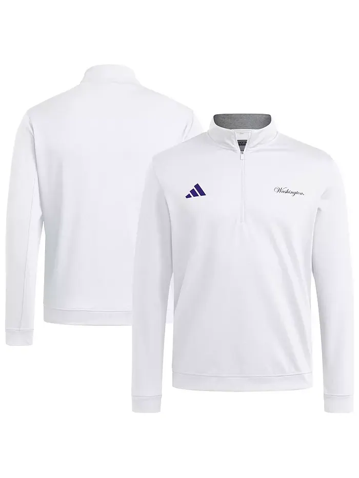 Мужская белая утепленная куртка Washington Huskies с молнией на четверть adidas