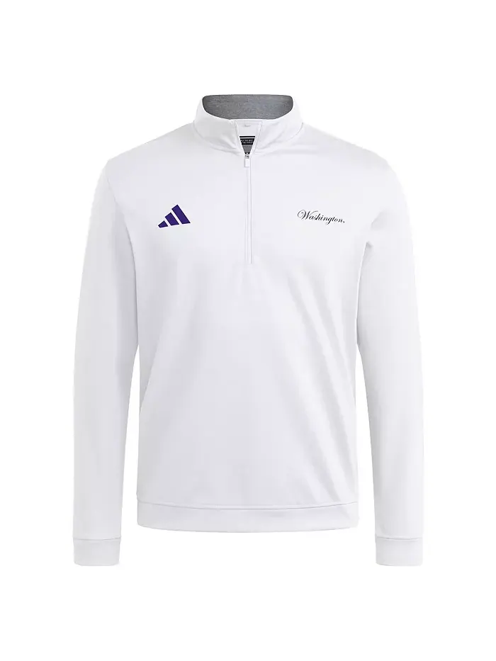 Мужская белая утепленная куртка Washington Huskies с молнией на четверть adidas — изображение 2 из 3