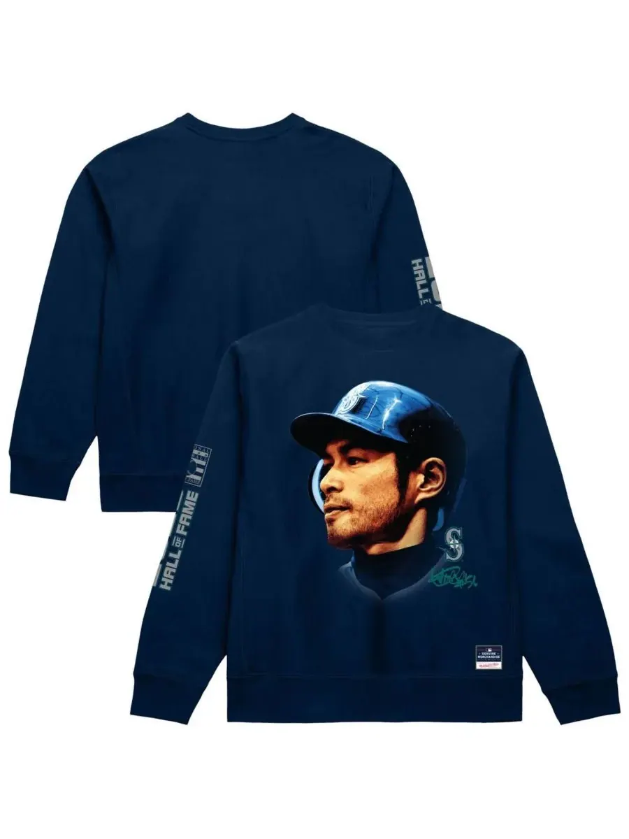 Mitchell & Ness Мужская толстовка Ichiro Suzuki Navy Seattle Mariners Hall of Fame