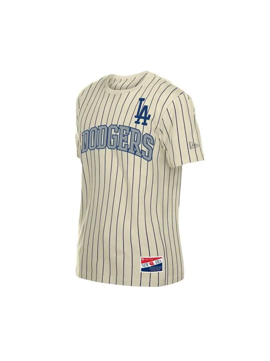Мужская кремовая футболка Los Angeles Dodgers в стиле ретро с сетчатыми полосками New Era — изображение 3 из 6, бежевый