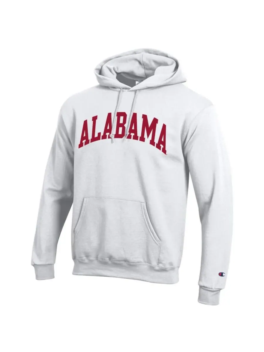 Champion Мужская белая флисовая толстовка с капюшоном Alabama Crimson Tide Basic Arch — изображение 3 из 3, белый
