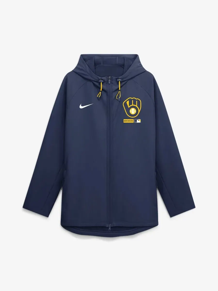 Ветровка-куртка Milwaukee Brewers Therma-FIT с капюшоном Nike — изображение 2 из 5, темно-синий