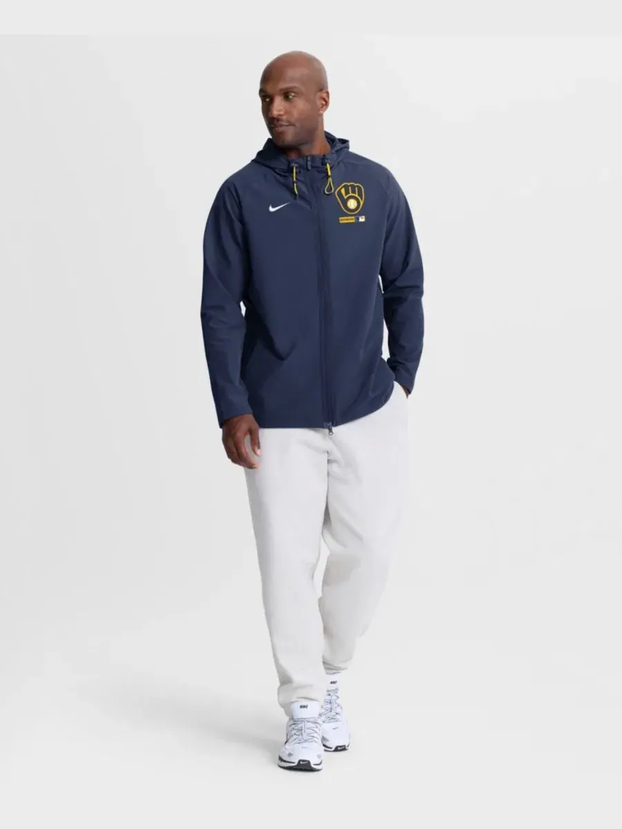 Ветровка-куртка Milwaukee Brewers Therma-FIT с капюшоном Nike — изображение 5 из 5, темно-синий