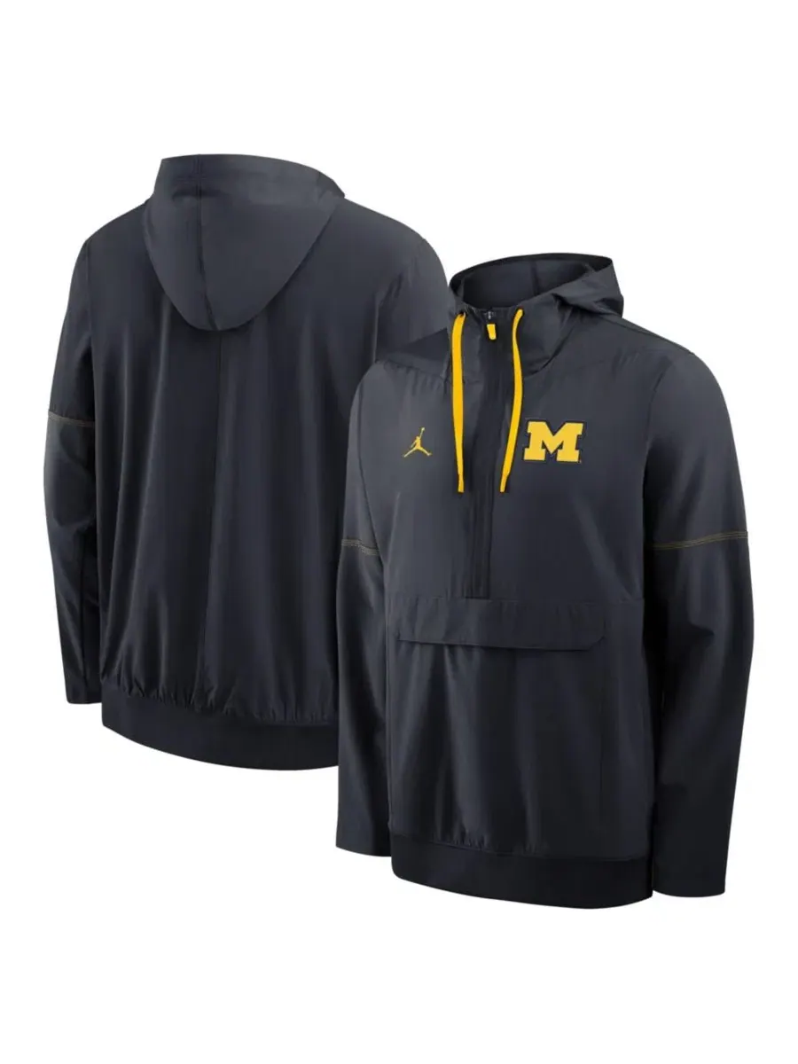 Ветрозащитная куртка-анорак с капюшоном Michigan Wolverines 2026 Sideline Anorak Half-Zip Hoodie