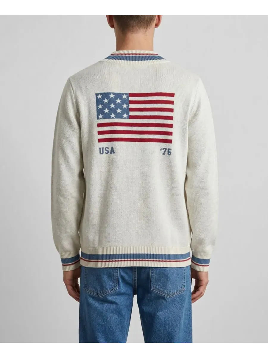 Кардиган на пуговицах с принтом Americana Striped Uscape Apparel — изображение 2 из 2, прозрачный