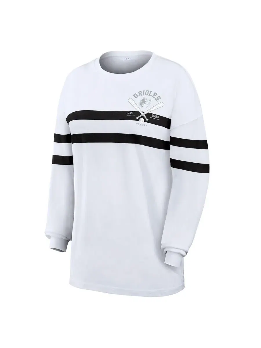 Футболка с длинным рукавом оверсайз с полосами Baltimore Orioles WEAR by Erin Andrews — изображение 2 из 4, белый