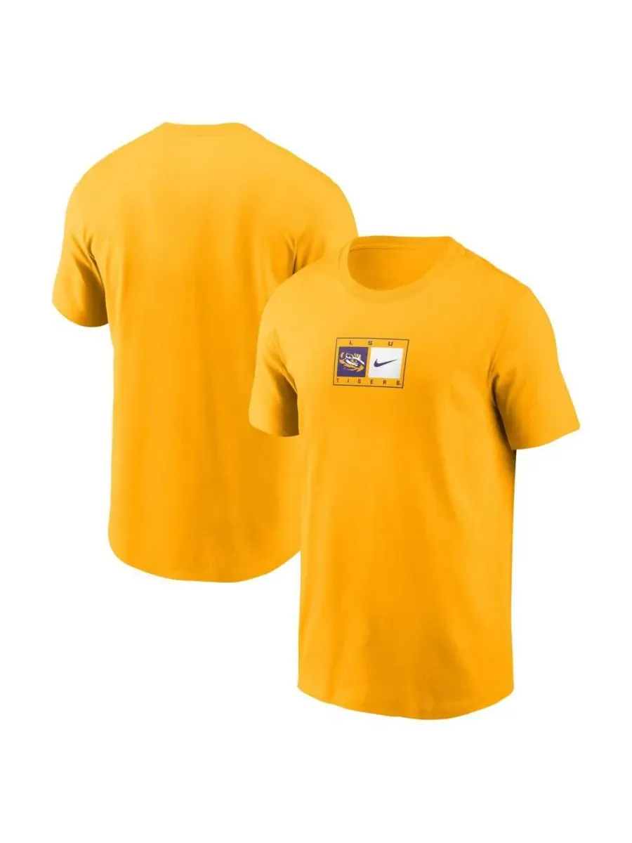 Мужская золотистая футболка с логотипом LSU Tigers Campus Logo Swoosh Nike