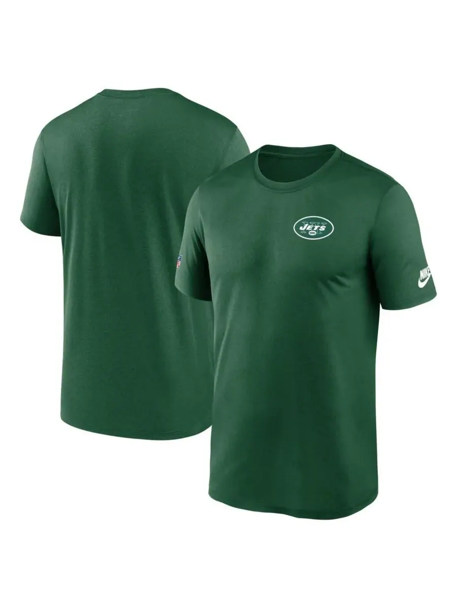 Nike Мужская зеленая футболка New York Jets Sideline Alt Pack Small Logo Legend Dri-FIT