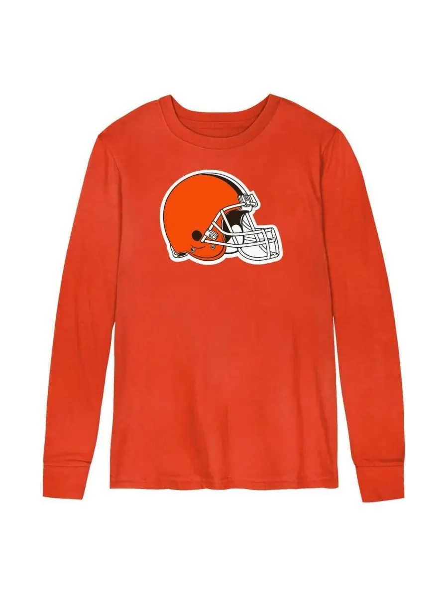 Outerstuff Футболка с длинным рукавом оранжевого цвета с основным логотипом Cleveland Browns для