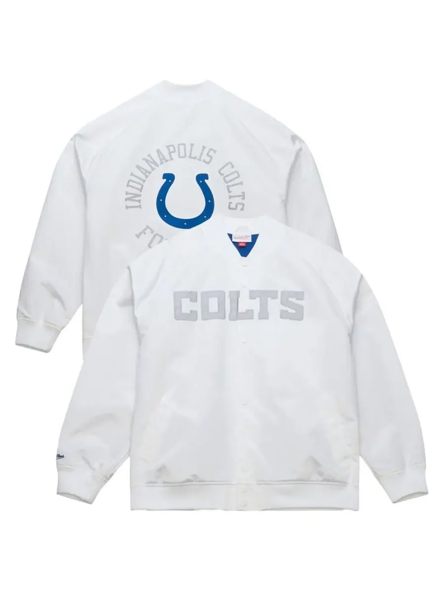 Mitchell & Ness Мужская белая куртка Indianapolis Colts с двойным клатчем, рукавами реглан и