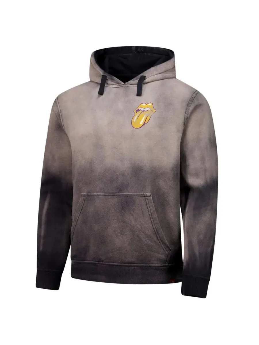 Sportiqe Мужская и женская серая толстовка с капюшоном Rolling Stones x Los Angeles Lakers Collab — изображение 2 из 3, серый
