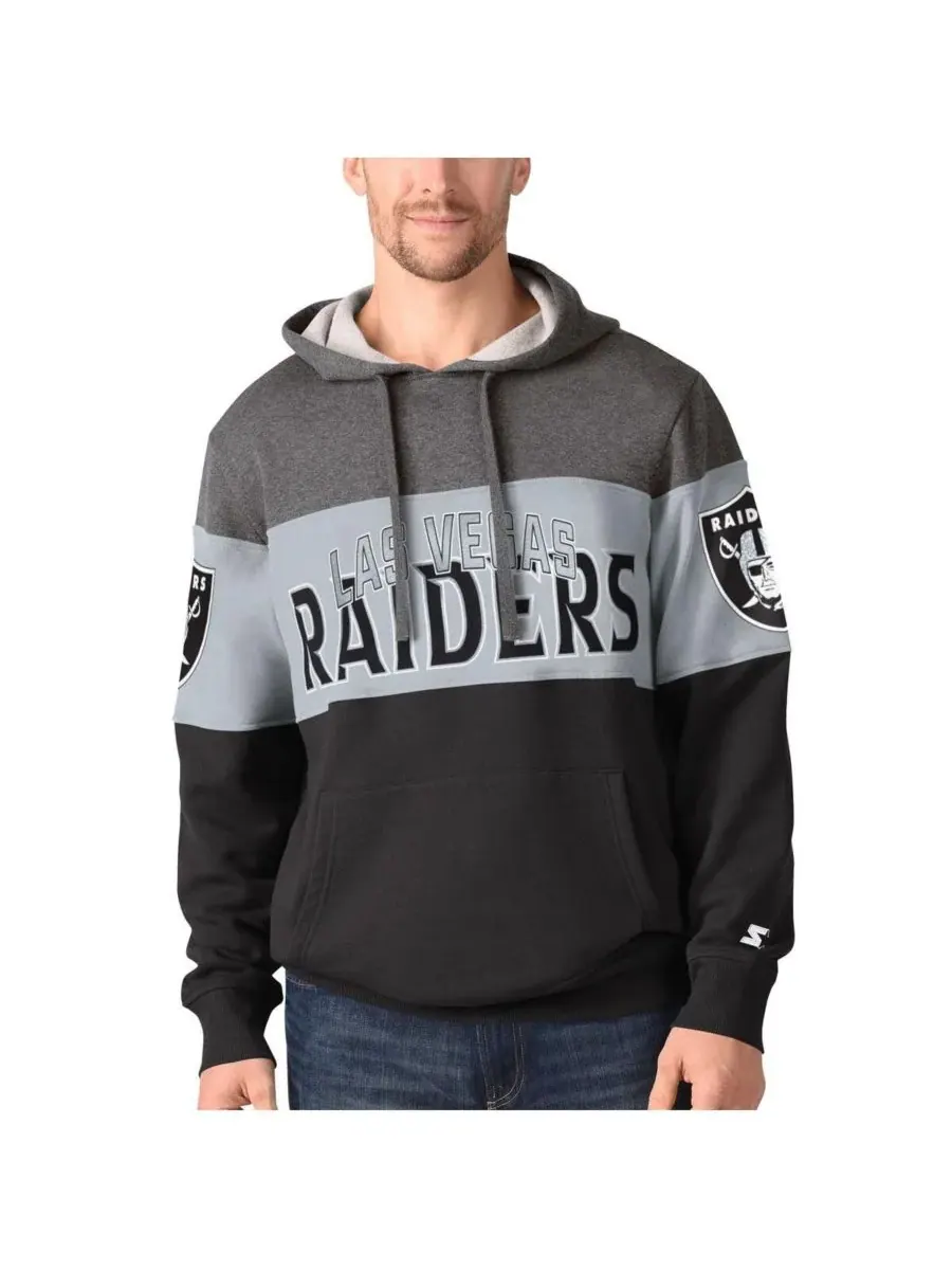 Starter Мужская черная толстовка с капюшоном Las Vegas Raiders Extreme Pullover Hoodie