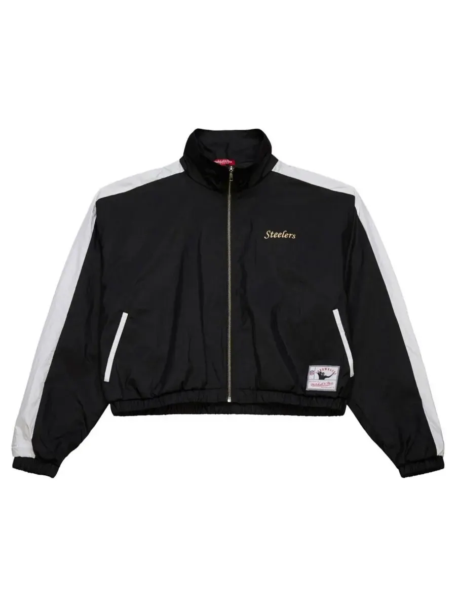 Mitchell & Ness Женская черная нейлоновая укороченная куртка на молнии с символикой команды