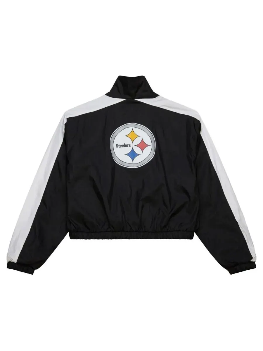 Mitchell & Ness Женская черная нейлоновая укороченная куртка на молнии с символикой команды — изображение 2 из 2, черный