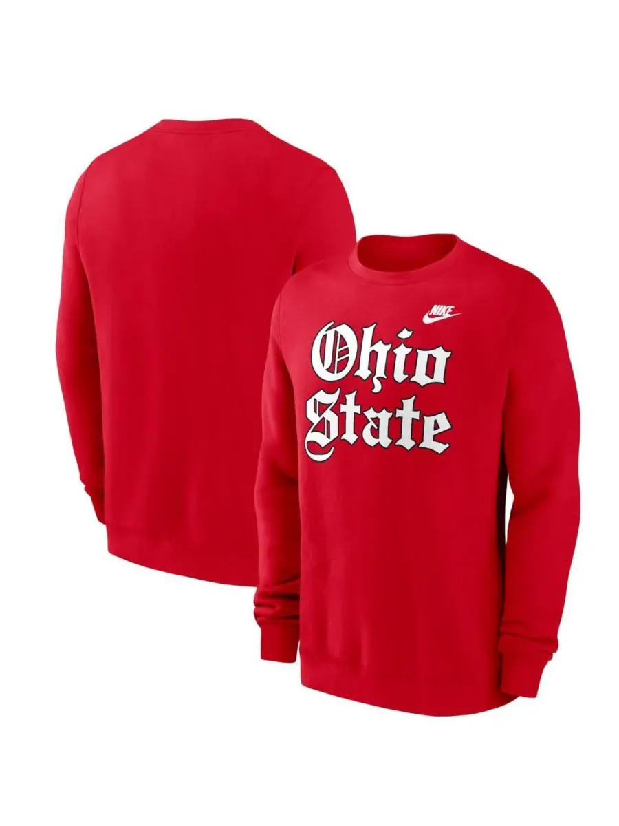 Мужская алая флисовая толстовка Ohio State Buckeyes в стиле Old English Nike