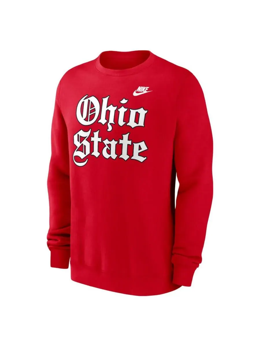 Мужская алая флисовая толстовка Ohio State Buckeyes в стиле Old English Nike — изображение 2 из 3, алый