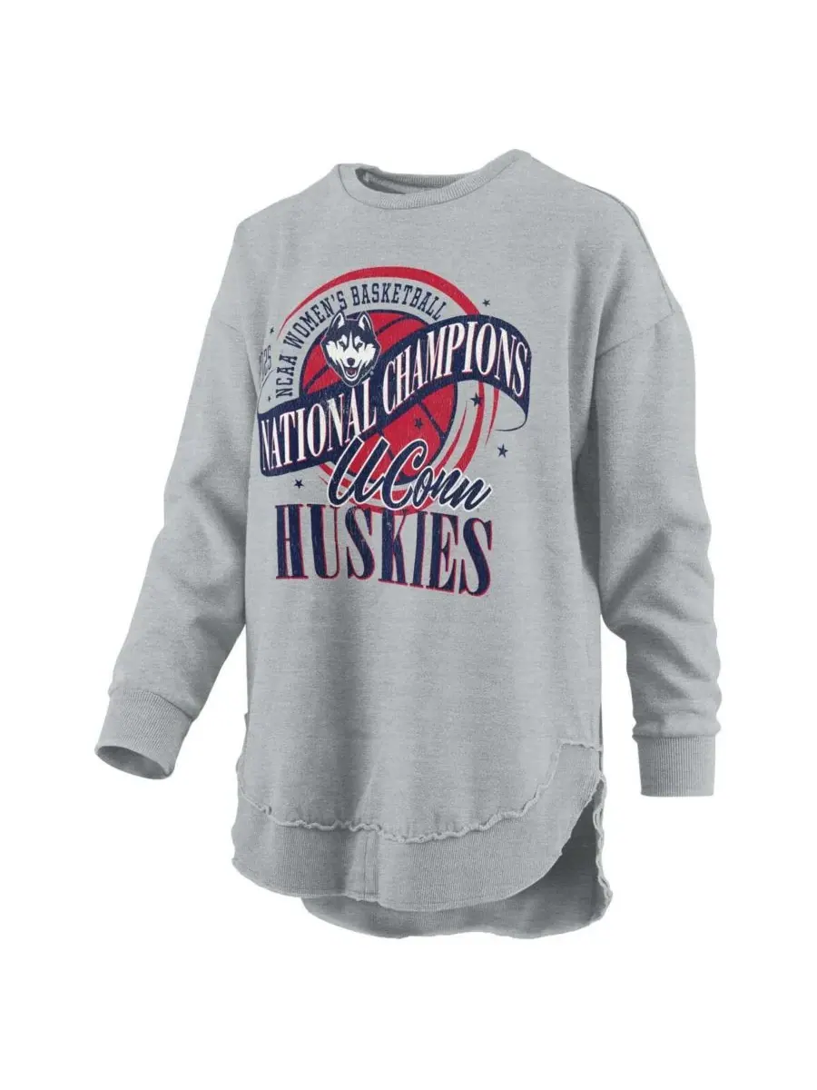 Pressbox Женская серая толстовка-пончо UConn Huskies 2025 WBB National Champions меланжевого цвета — изображение 3 из 3