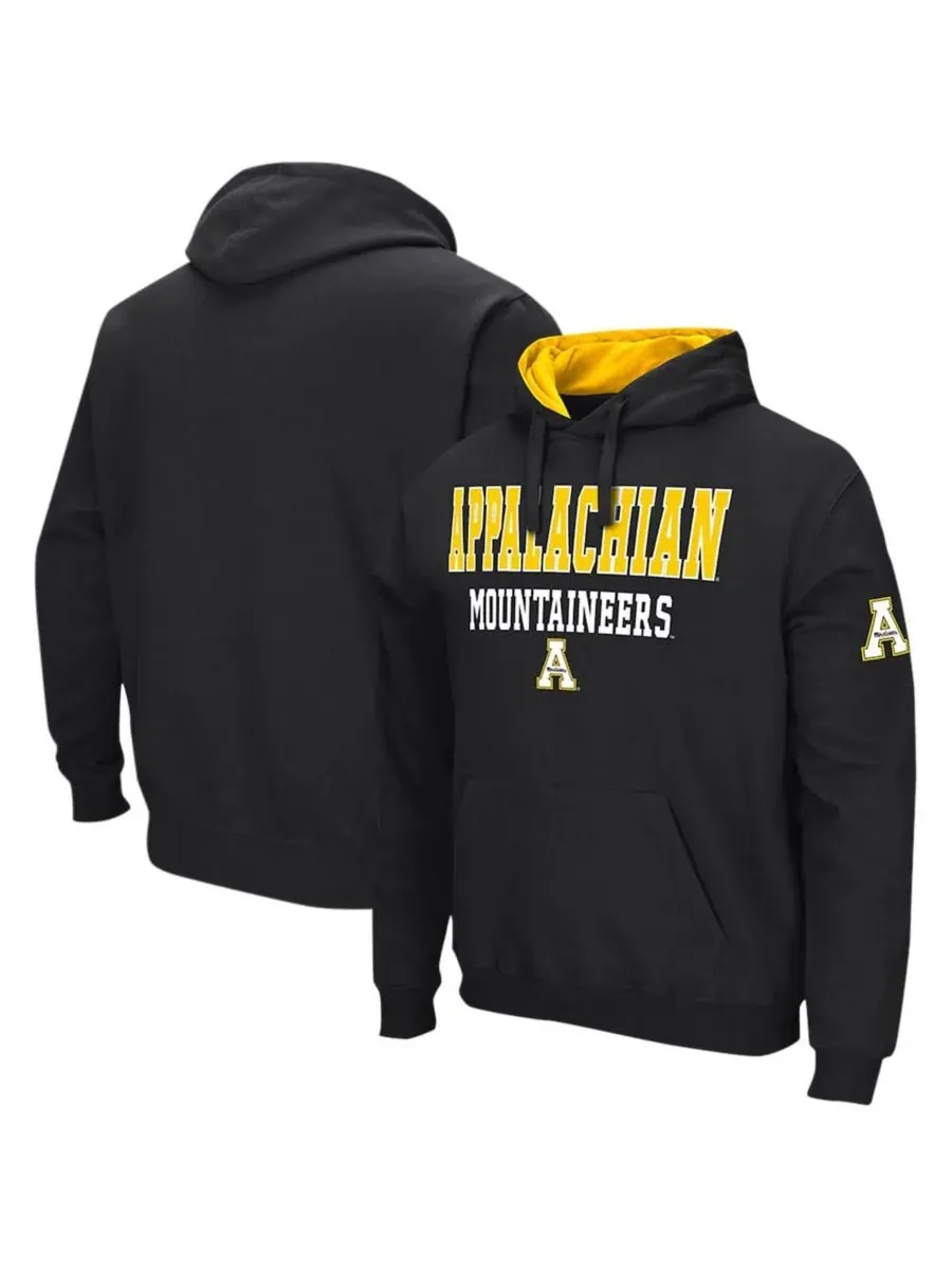 Colosseum Мужская черная толстовка с капюшоном Appalachian State Mountaineers Sunrise