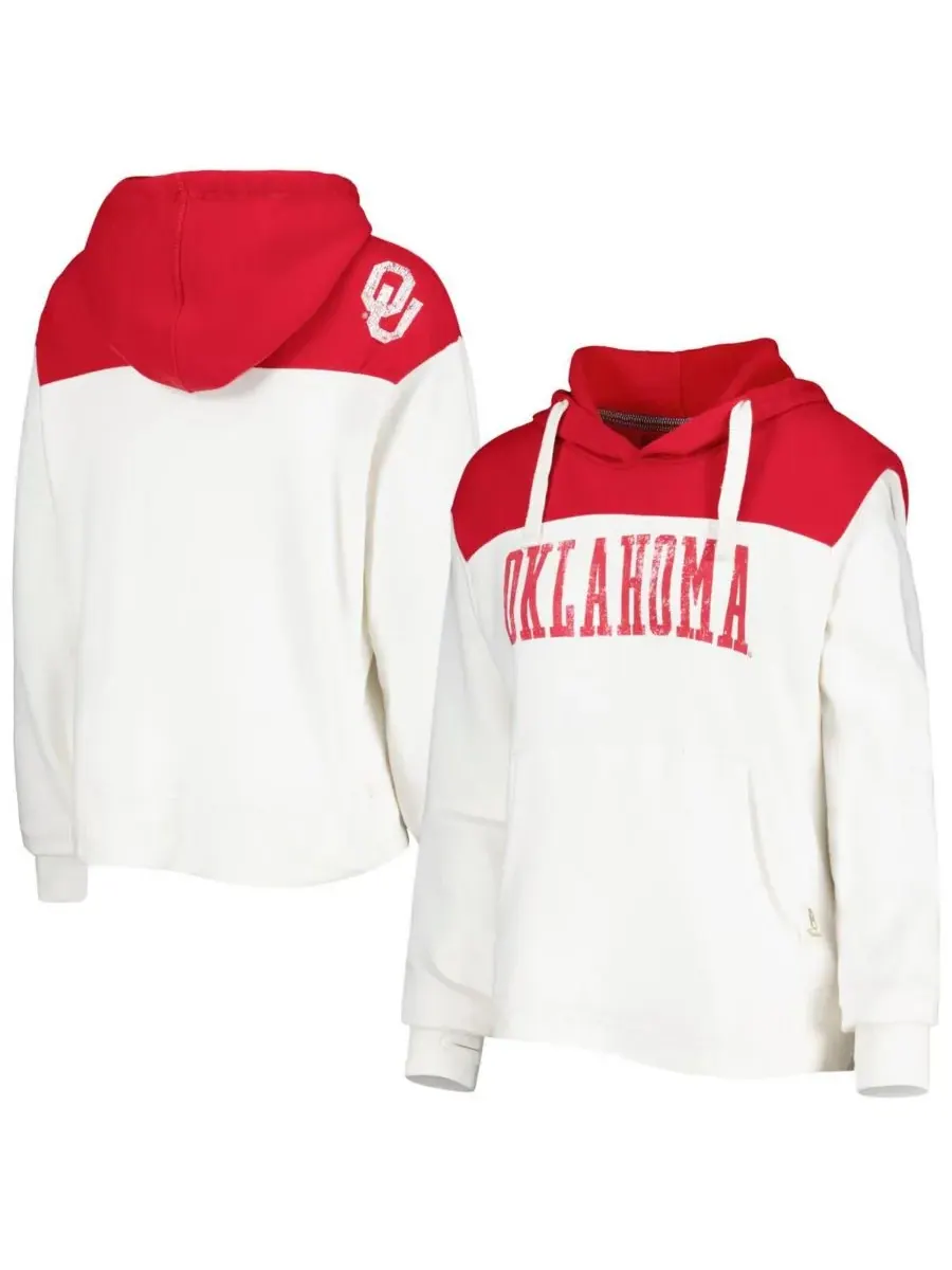 Pressbox Женская белая/красная толстовка с капюшоном Oklahoma Sooners Chicago 2-Hit Yoke