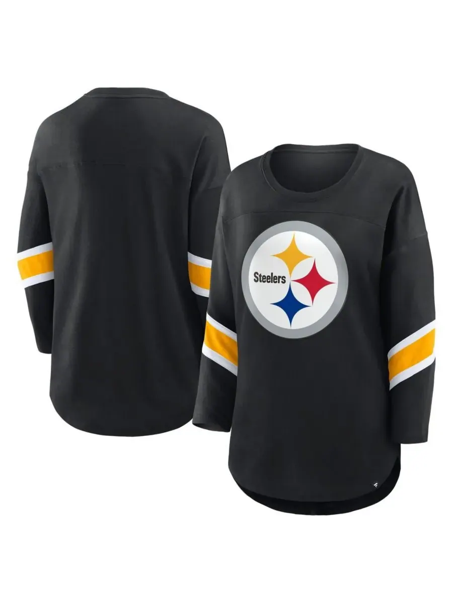 Fanatics Женская черная футболка больших размеров Pittsburgh Steelers Redzone с рукавами 3/4