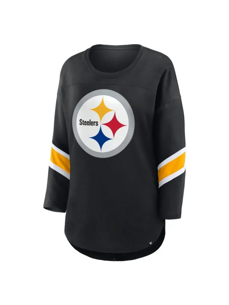Fanatics Женская черная футболка больших размеров Pittsburgh Steelers Redzone с рукавами 3/4 — изображение 2 из 3, черный