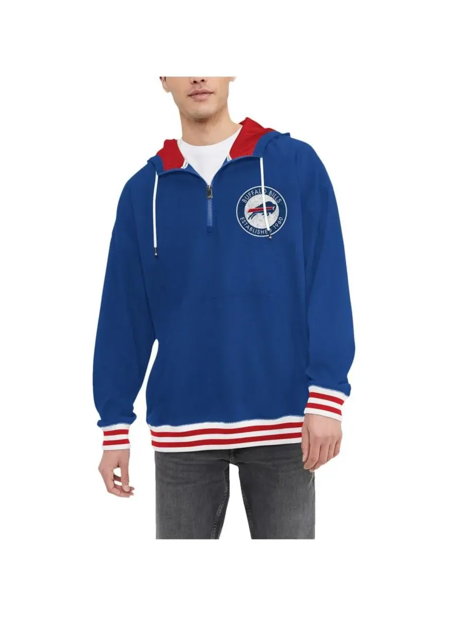 Мужская толстовка Royal Buffalo Bills Aaron с застежкой-молнией на четверть длины Tommy Hilfiger