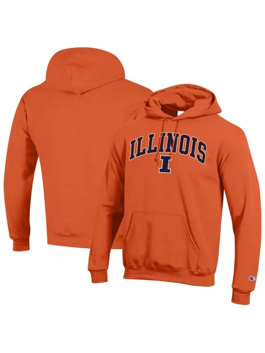 Champion Мужская оранжевая флисовая толстовка с капюшоном и логотипом Illinois Fighting Illini