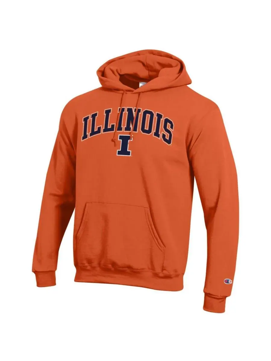 Champion Мужская оранжевая флисовая толстовка с капюшоном и логотипом Illinois Fighting Illini — изображение 2 из 3