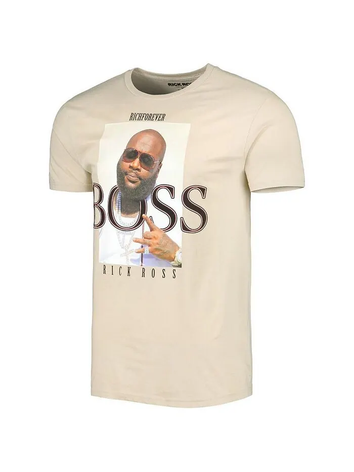 Мужская и женская футболка Tan Rick Ross с рисунком Philcos — изображение 2 из 4, бежевый