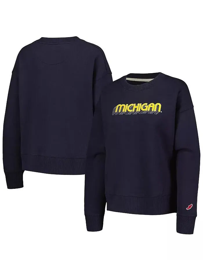 Женский темно-синий пуловер свободного кроя Michigan Wolverines League Collegiate Wear — изображение 1 из 3