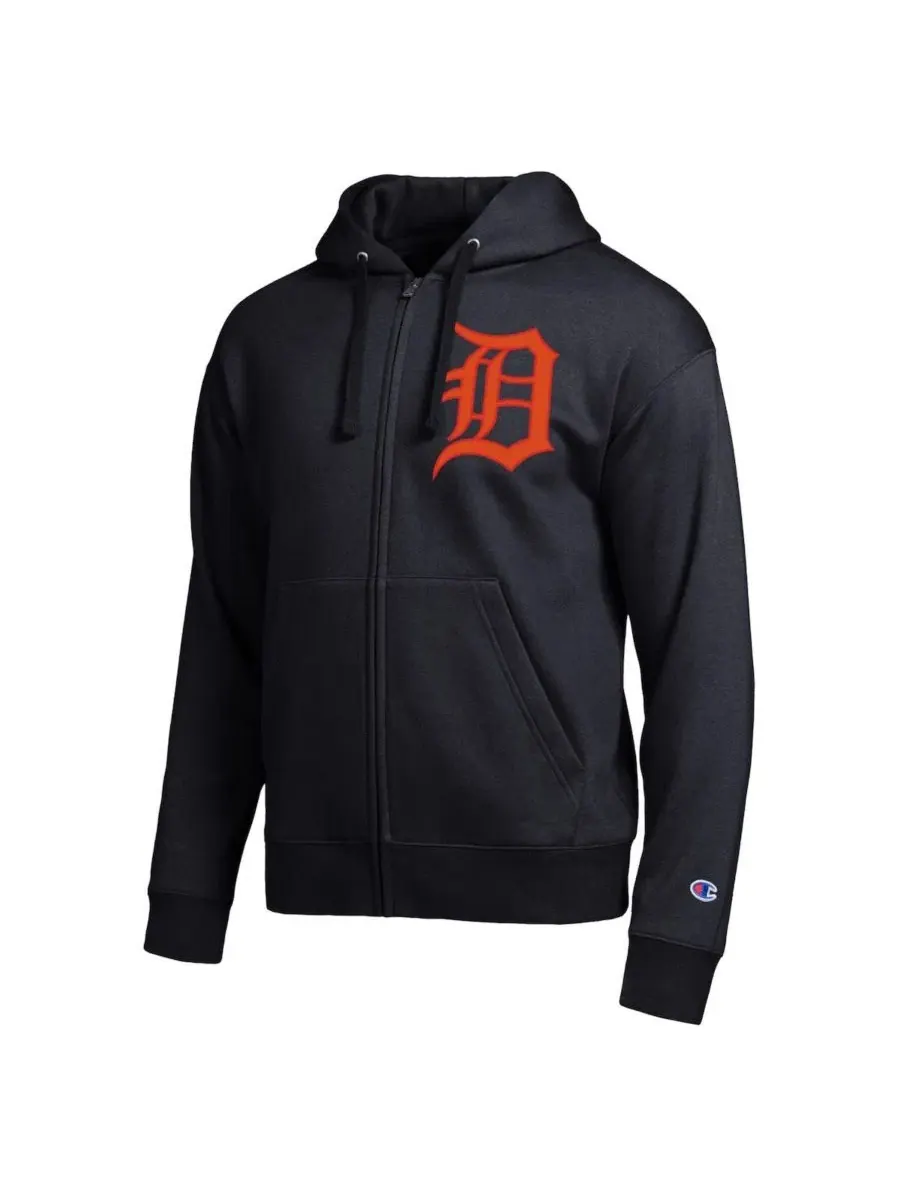 Худи мужское с полной молнией, с принтом, Detroit Tigers All-Star Champion — изображение 2 из 3, черный