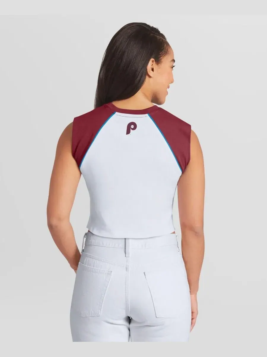 Женский топ-реглан с кроп-кроем Philadelphia Phillies Cooperstown WEAR by Erin Andrews — изображение 2 из 2, белый