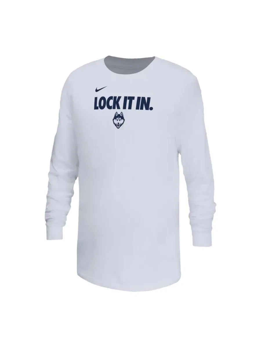 Футболка с длинным рукавом UConn Huskies On-Court Bench Legend Nike