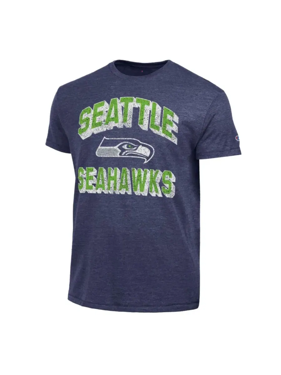 Футболка с принтом Seattle Seahawks Champion Ultimate Tri-Blend — изображение 2 из 3, темно-синий