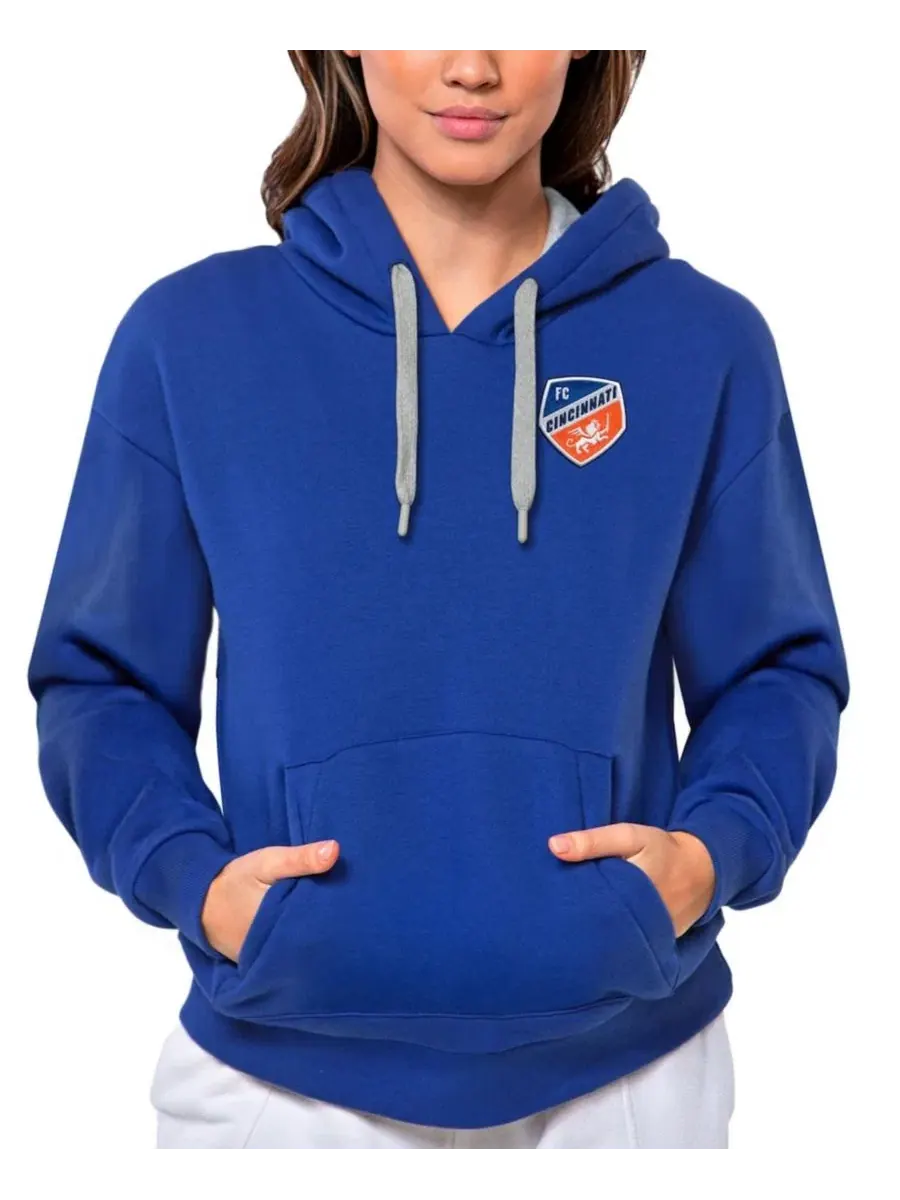 Худи женское с вышитым логотипом FC Cincinnati Royal Victory Pullover Hoodie Antigua
