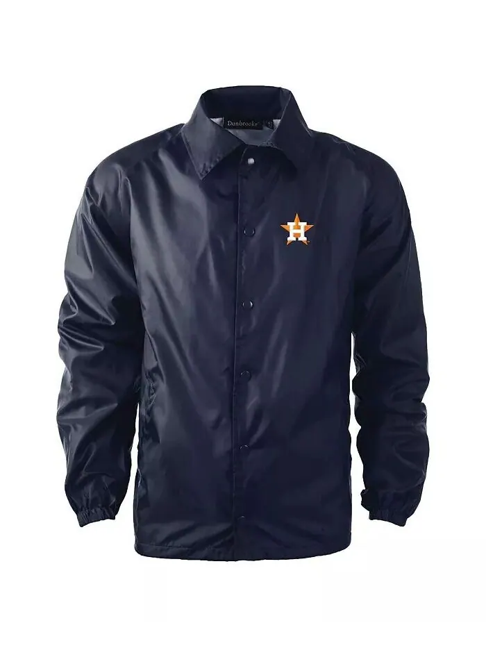 Мужская темно-синяя тренерская куртка-реглан с застежкой на кнопки Houston Astros Dunbrooke