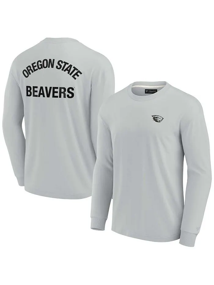Мужская и женская серая супермягкая футболка с длинным рукавом Oregon State Beavers Fanatics