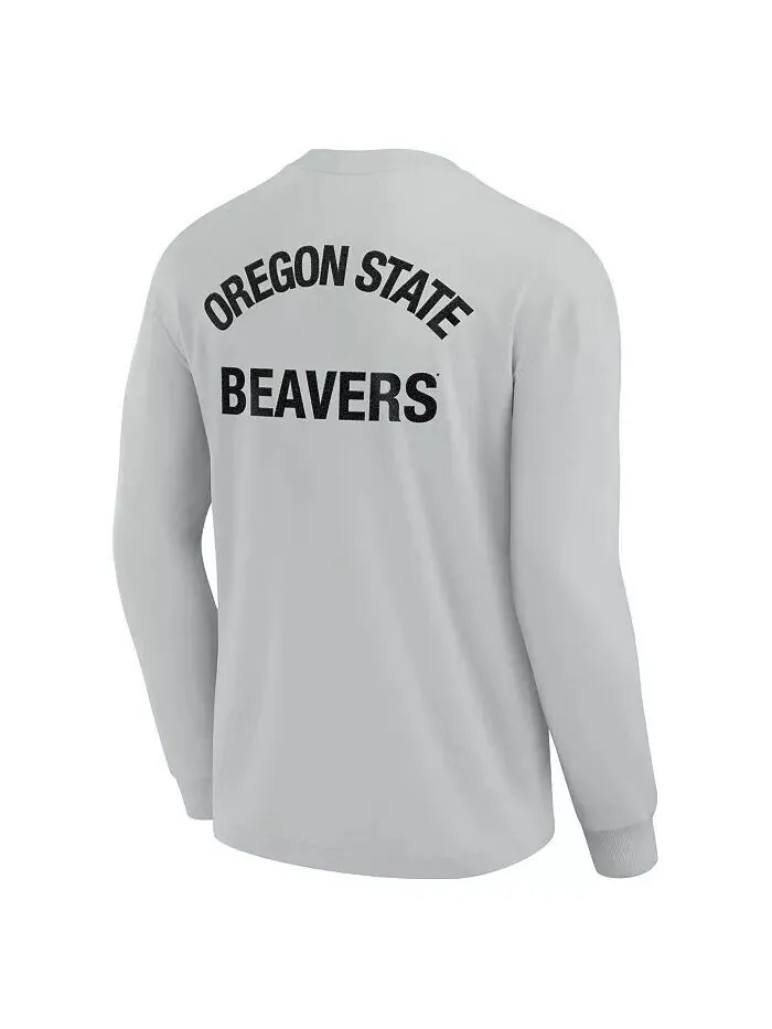 Мужская и женская серая футболка Oregon State Beavers с длинным рукавом, супермягкая Fanatics — изображение 2 из 3