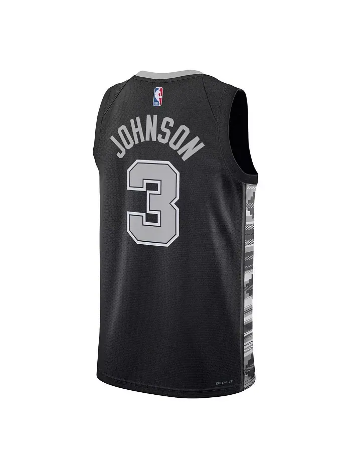 Мужская и женская баскетбольная майка Keldon Johnson San Antonio Spurs Swingman в черном цвете — изображение 2 из 3