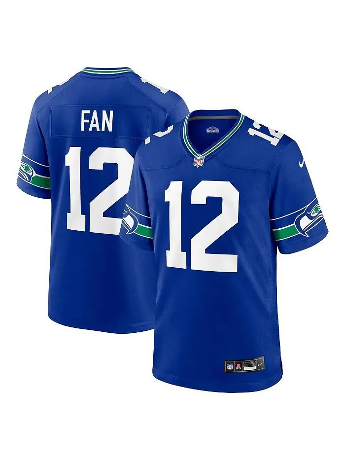 Мужская футболка 12th Fan Royal Seattle Seahawks Throwback Player Game Jersey Nike