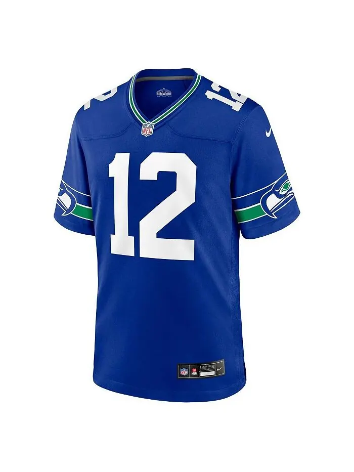 Мужская футболка 12th Fan Royal Seattle Seahawks Throwback Player Game Jersey Nike — изображение 3 из 3, королевский