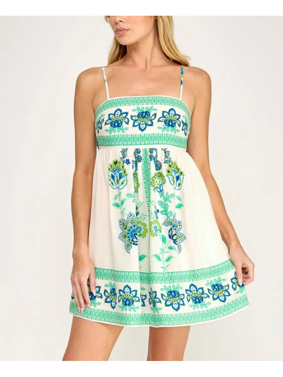 Платье без рукавов с принтом, модель Tie-Back Border Printed ROW A, Ivogreen — изображение 2 из 9