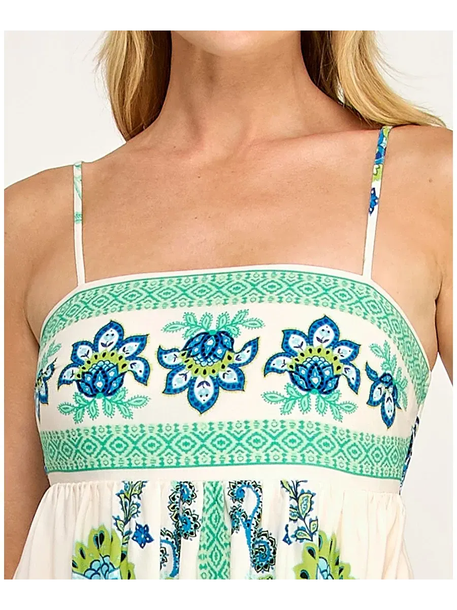 Платье без рукавов с принтом, модель Tie-Back Border Printed ROW A, Ivogreen — изображение 4 из 9