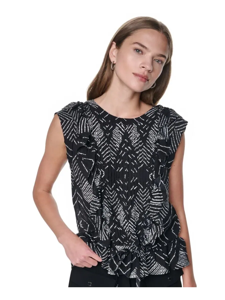 Блуза без рукавов с рюшами спереди Geo Diamond Pointelle DKNY, Geo Diamond Pointelle