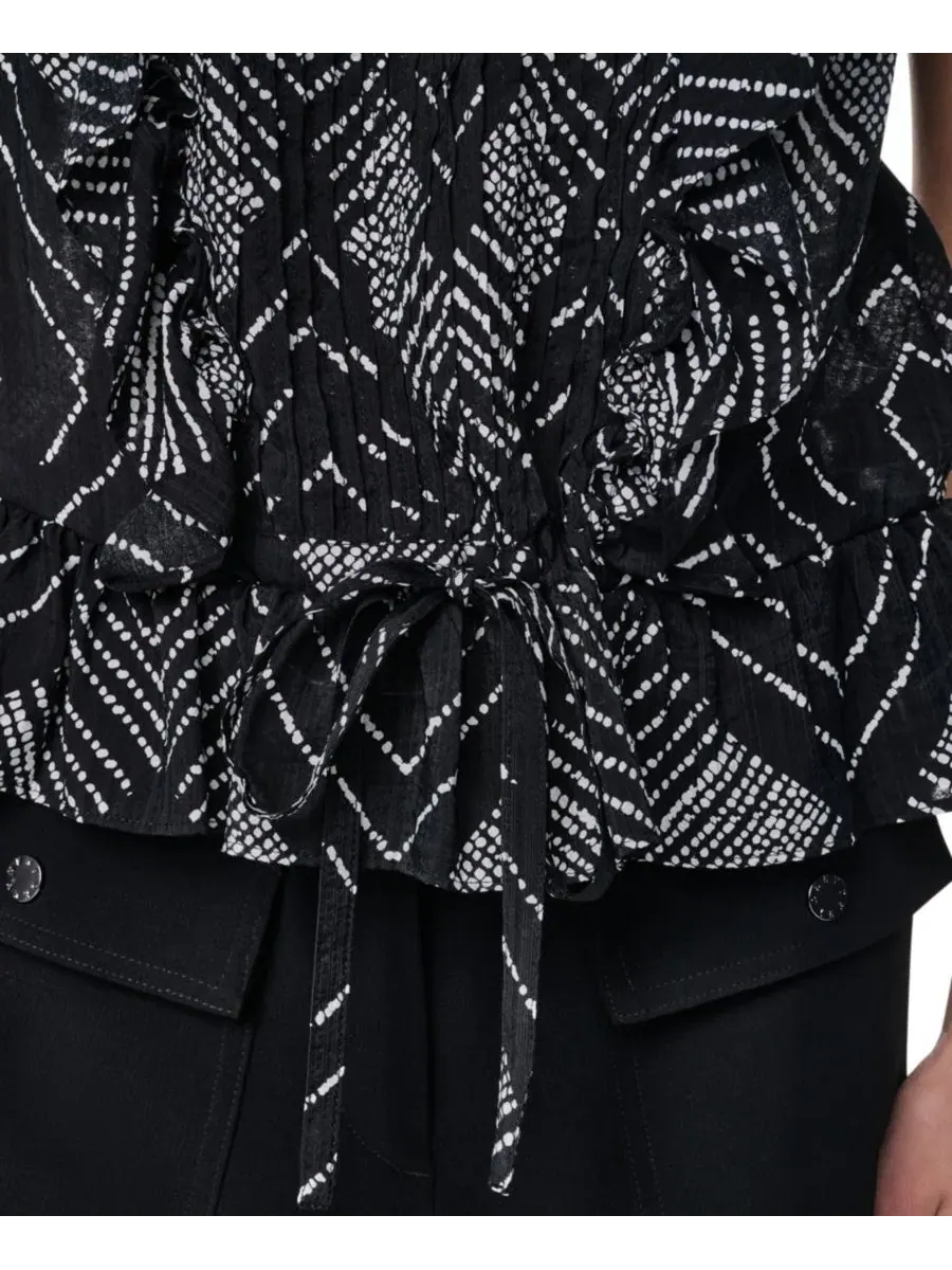 Блуза без рукавов с рюшами спереди Geo Diamond Pointelle DKNY, Geo Diamond Pointelle — изображение 4 из 9