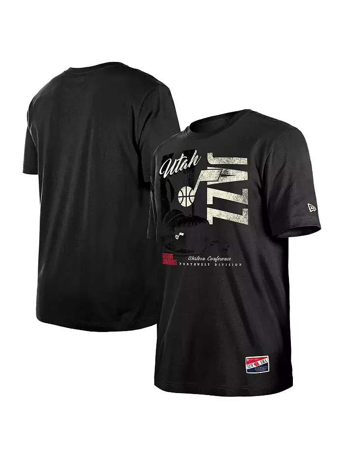 Мужская футболка Black Utah Jazz Distressed Throwback Vintage Color Pack New Era