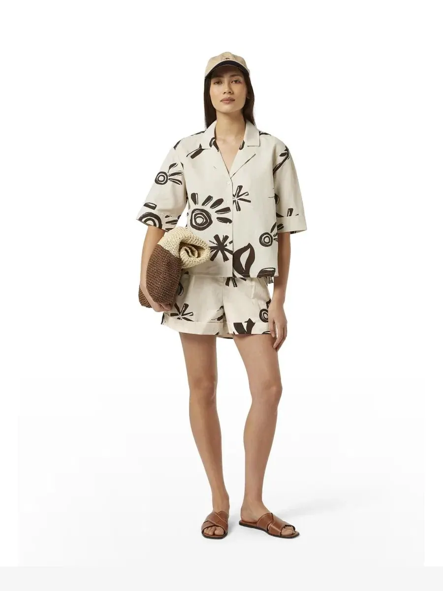 Женская рубашка с коротким рукавом, с принтом, Scotch & Soda, Inky Sun Linen — изображение 2 из 6